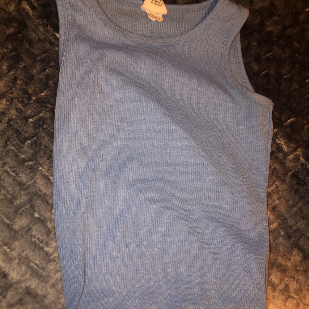 blue crop top (ruffle)